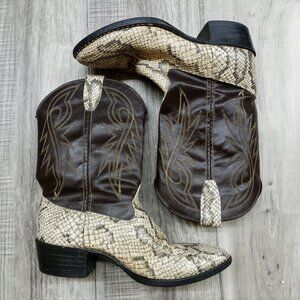 Bronco Snakeskin Leather Cowboy Boots No Lace Vintage Men's size 6